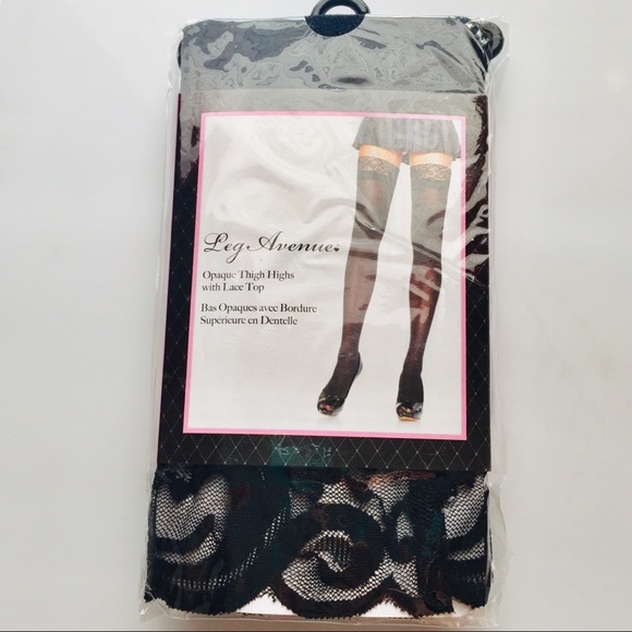 Leg Avenue opaque black thigh highs - Picture 2 of 5